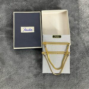 Forstar By Forstner Tie Bar Set With A Gold Plated Chain 1940s Vintage‎